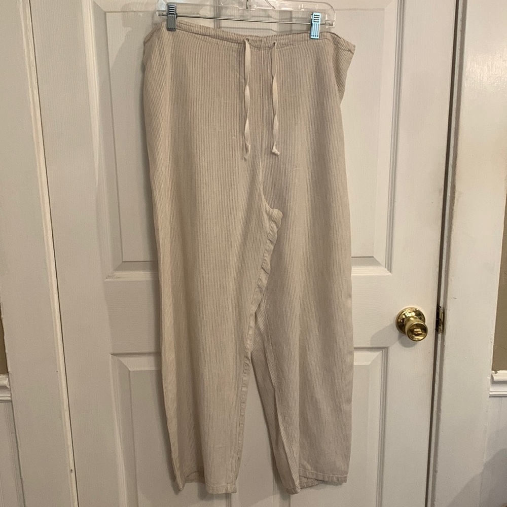 Liz & Jane Some What Funky Women 100% Stripe Drawstring Oversize Linen Pants